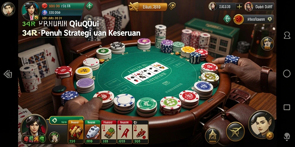 Screenshot gameplay 34R menampilkan aksi seru permainan QiuQiu.