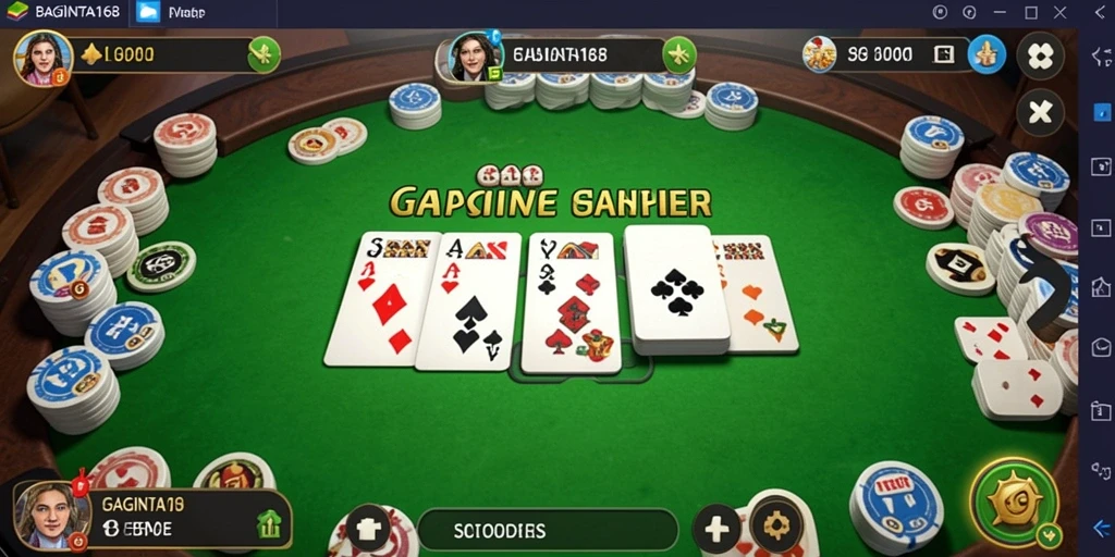 Screenshot gameplay BAGINTA168 menampilkan suasana permainan Gaple yang seru.
