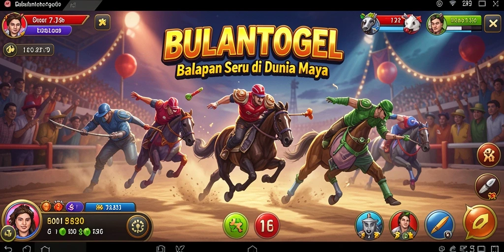 Gameplay BULANTOGEL dengan kendaraan balap yang mendebarkan.