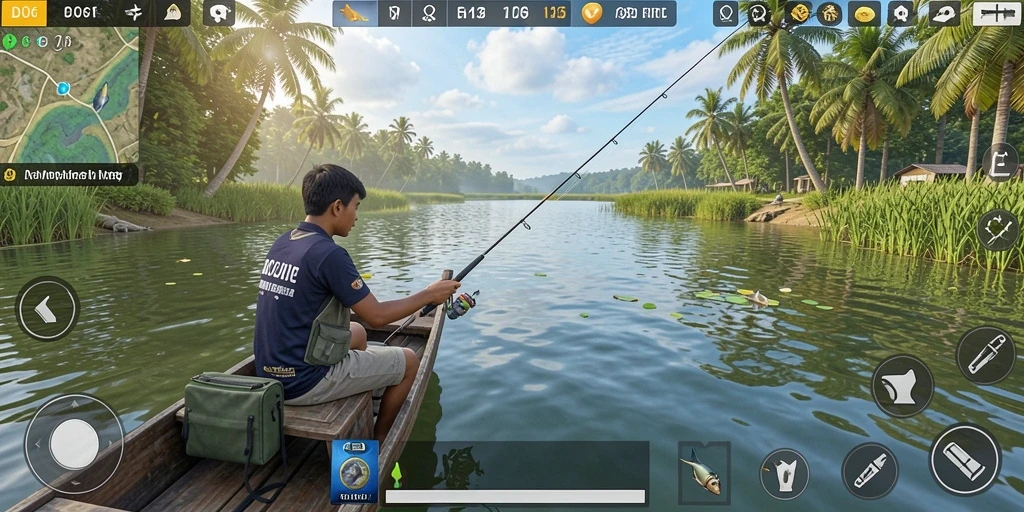 Screenshot D06 menampilkan gameplay memancing yang realistis dan menarik.