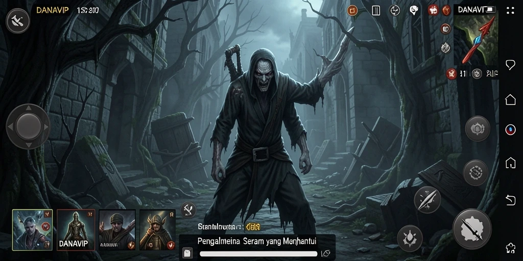 DANAVIP - Tampilan gameplay dengan suasana menyeramkan.