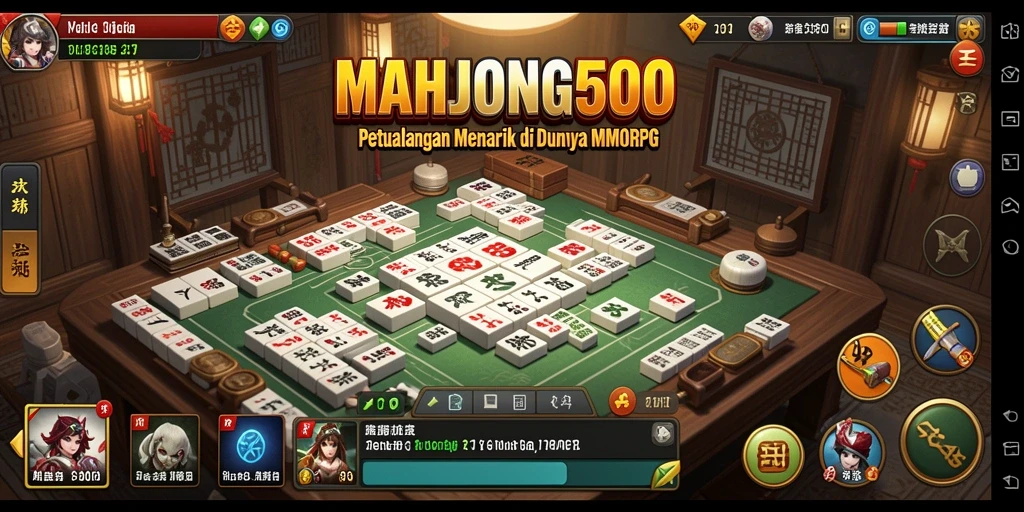 Screenshot utama MAHJONG500 menampilkan aksi seru dalam permainan MMORPG.