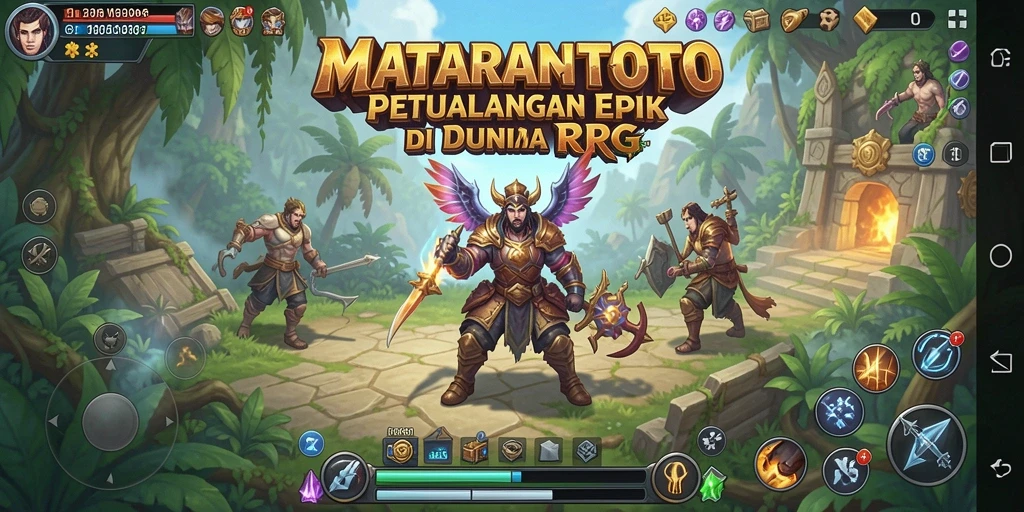Tampilan gameplay <strong>MATARAMTOTO</strong> yang menampilkan pertarungan epik dan petualangan mendebarkan.