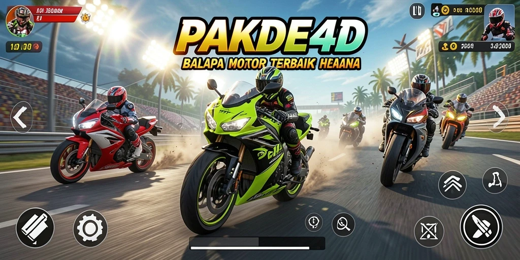 Screenshot PAKDE4D menampilkan balapan motor yang seru dan mendebarkan.