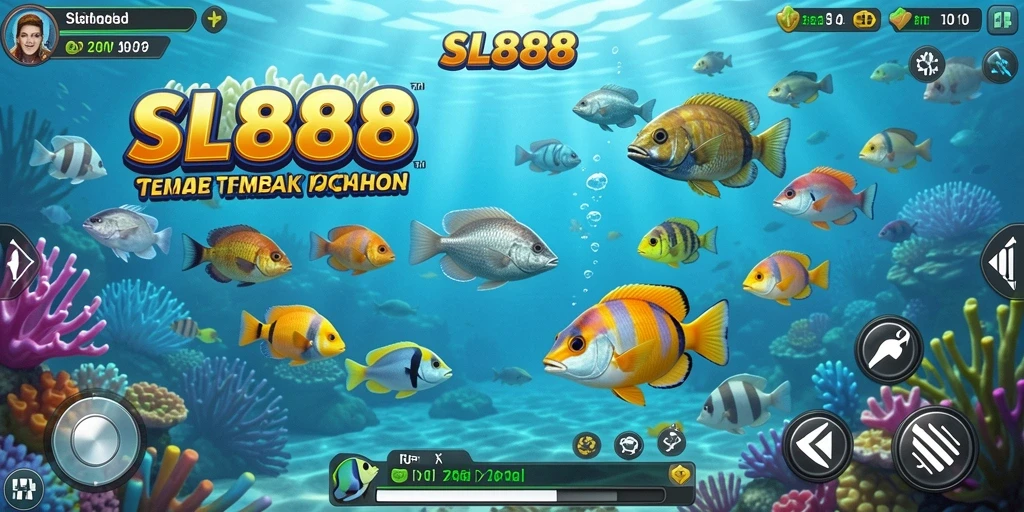 Tampilan gameplay seru Tembak Ikan SL888 dengan grafis menawan.