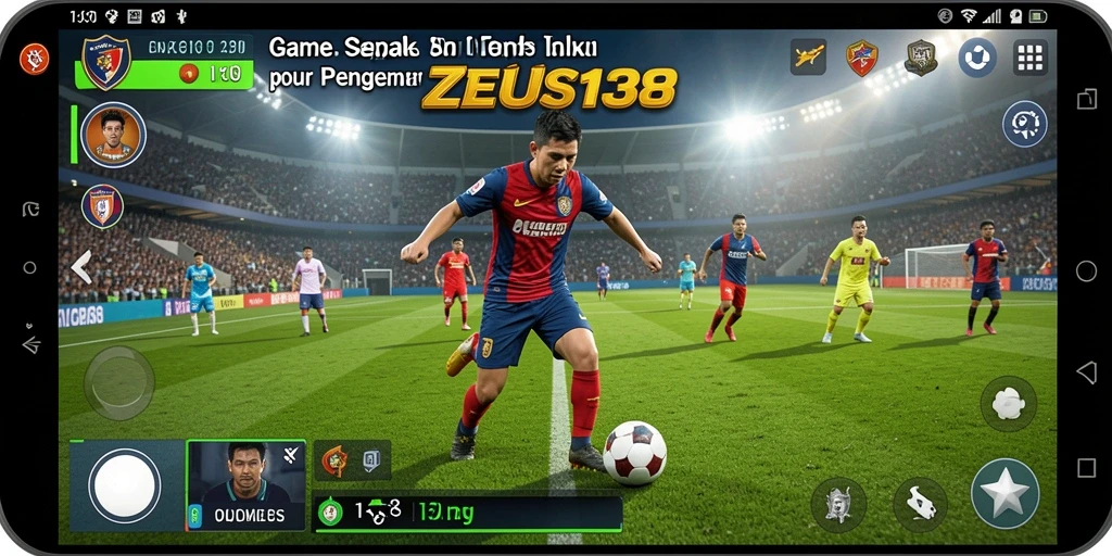 Tampilan menarik dari gameplay intense <strong>ZEUS138</strong> dalam pertandingan sepak bola.